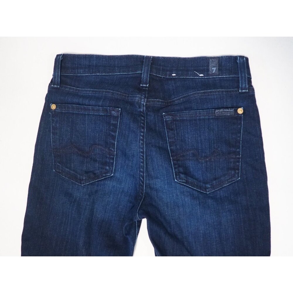 7 For All Mankind Blue Dark Wash Denim Ankle Gwenevere Skinny Jeans, Size 25 - Picture 5 of 11
